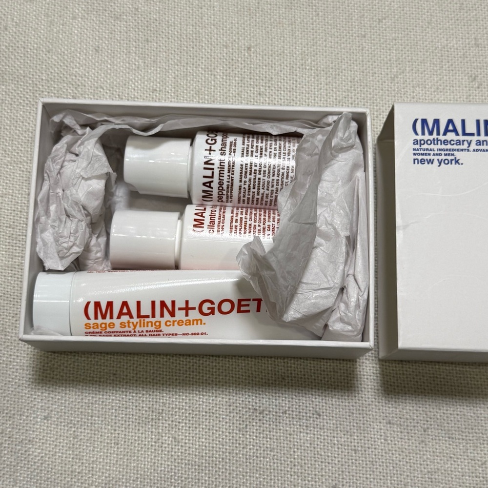 MALIN+GOETZ Hair Care Travel Gift Set Shampoo Conditioner Styling Cream 1oz